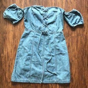 SOLD! Express-Denim Lace Up Off The Shoulder Dress